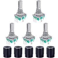 WayinTop 5 Set 360 grados Rotary Encoder Codificador Rotatorio EC11 5 Pin con Interruptor y Tapa de Perilla para Arduino